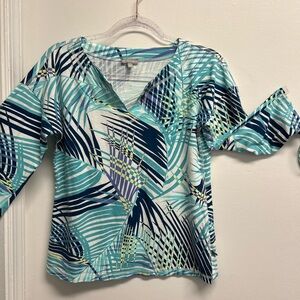 Tropical Palm Fronds Blouse T by Talbots Petite